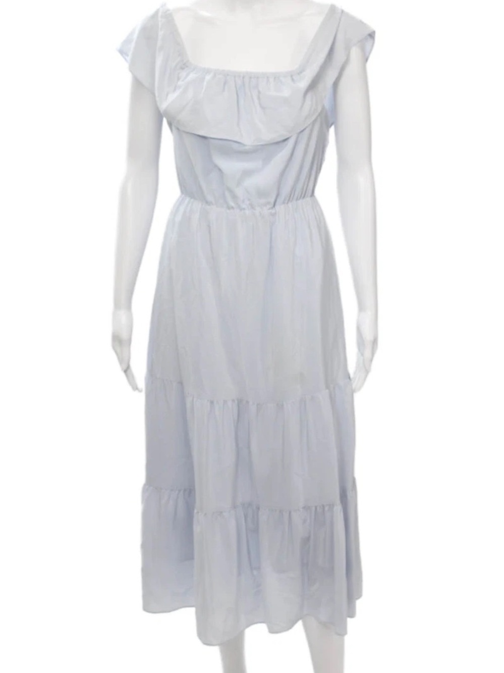 100% Silk Club Monaco Pale Blue Tiered Midi Dress Size 0
